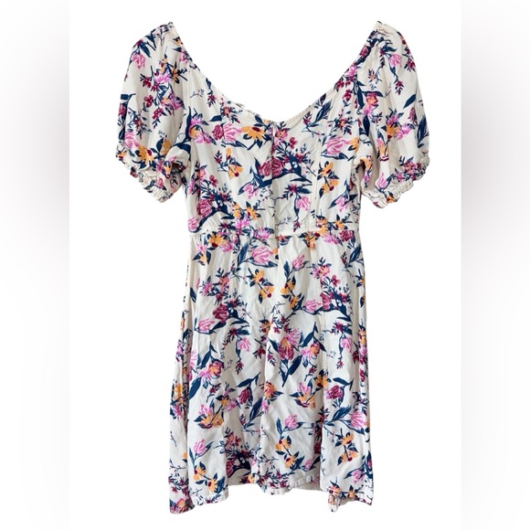 ROXY Tropical Floral Shimmy Shake Mini Dress Short Sleeve Women’s M - Picture 3 of 10